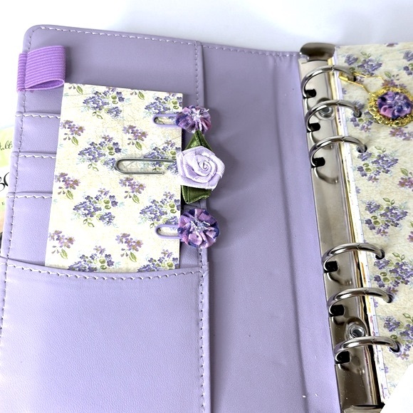 Hand Crafted Journal/ Planner/ Junk Journal - Handmade, Lavender Floral - Picture 7 of 8